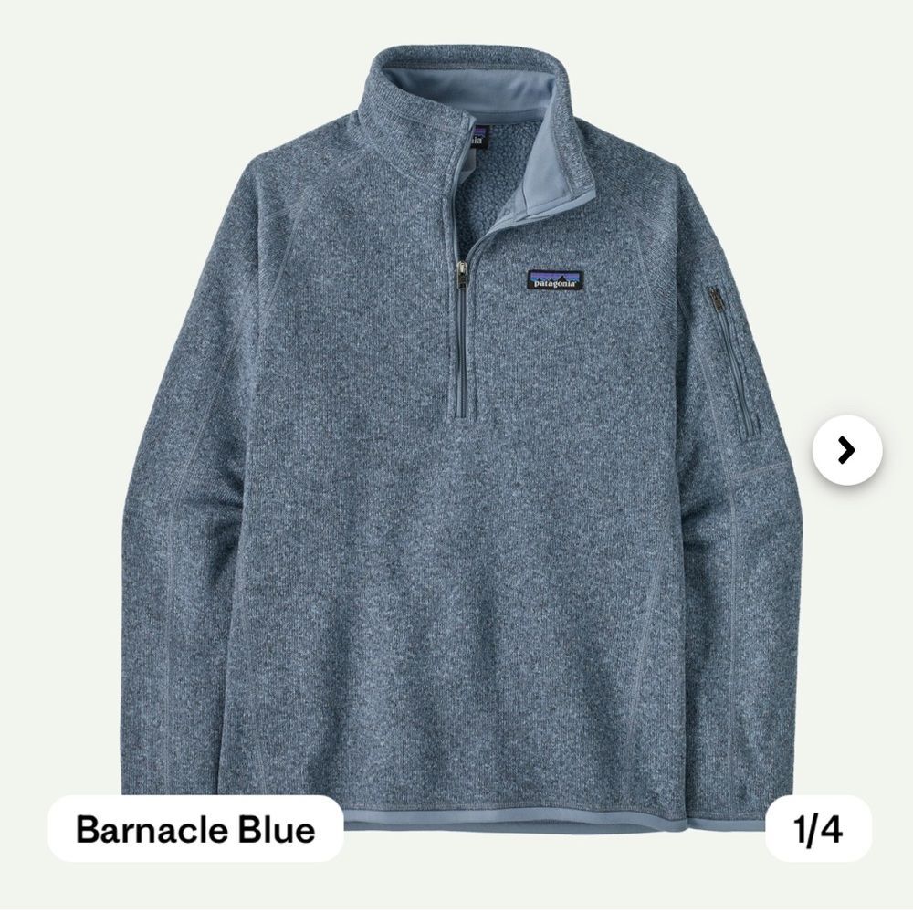 Patagonia Better Sweater 1/4 Zip Blue Small